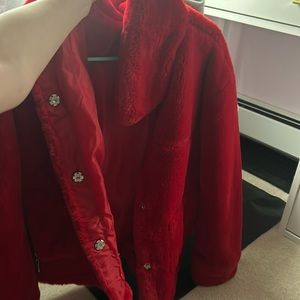 Winter red fur coat never been worn like a new